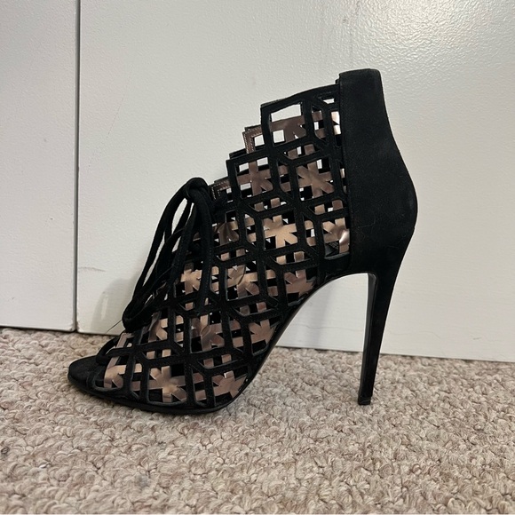 $549 Pierre Hardy Black Pink Metallic Suede Woven Cage Stiletto Heel Sz 8/38 - Picture 3 of 11